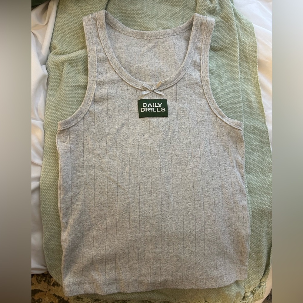 Daily Drills Pointelle Tank in Gray S/XS